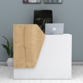 Merlin Megapap melamine reception desk in white - oak color 110x50x101.8cm.