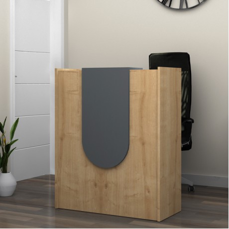 Mezzo Megapap melamine reception desk in oak - anthracite color 90x40x110cm.