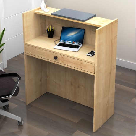 Mezzo Megapap melamine reception desk in oak - anthracite color 90x40x110cm.