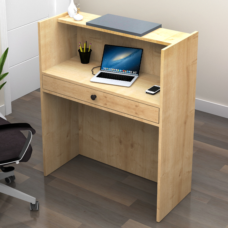 Mezzo Megapap melamine reception desk in oak - anthracite color 90x40x110cm.