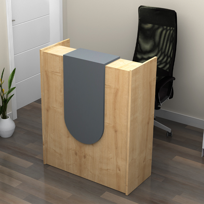 Mezzo Megapap melamine reception desk in oak - anthracite color 90x40x110cm.