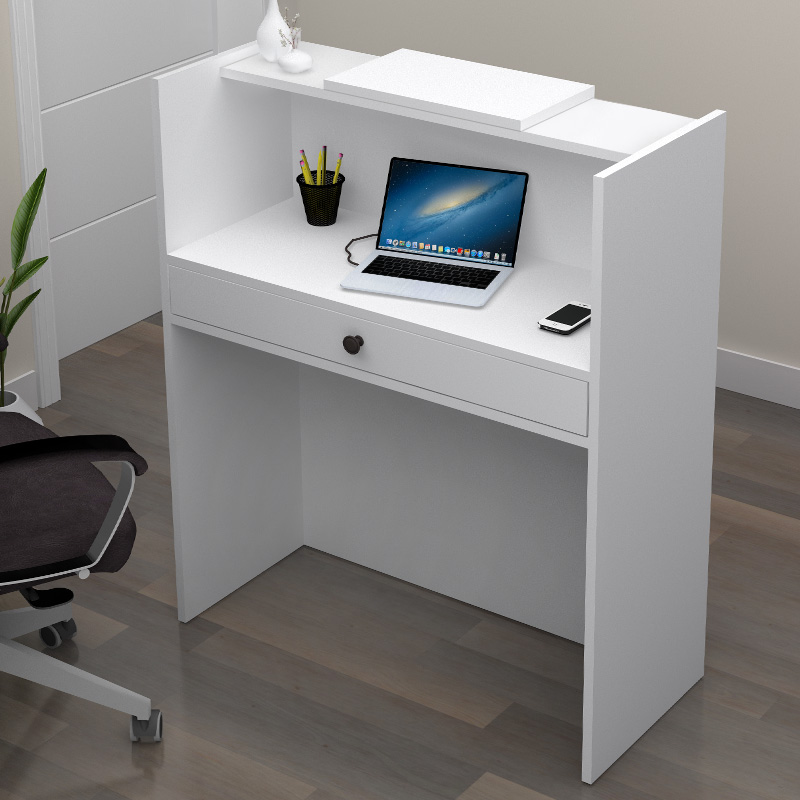 Mezzo Megapap melamine reception desk in white color 90x40x110cm.