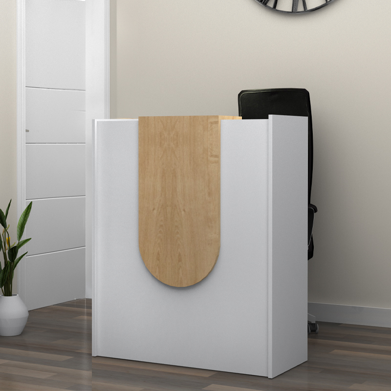 Mezzo Megapap melamine reception desk in white - oak color 90x40x110cm.