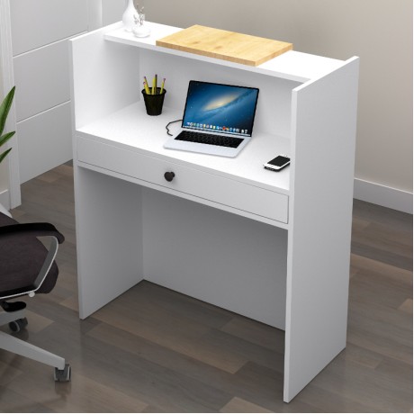 Mezzo Megapap melamine reception desk in white - oak color 90x40x110cm.