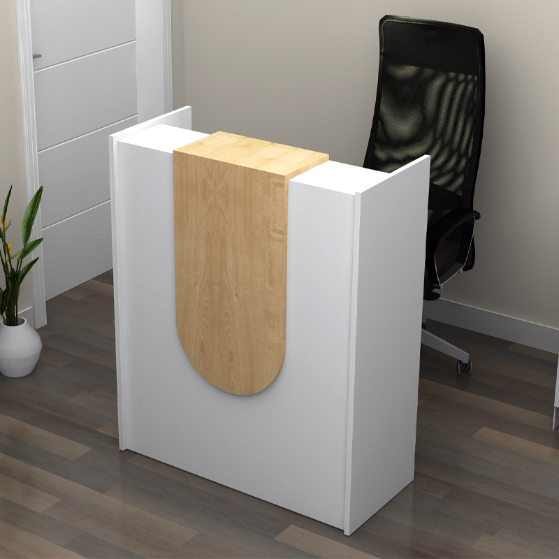 Mezzo Megapap melamine reception desk in white - oak color 90x40x110cm.