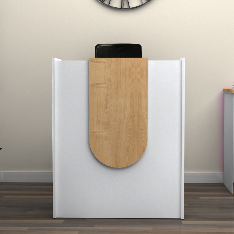 Mezzo Megapap melamine reception desk in white - oak color 90x40x110cm.