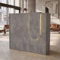 Navita Megapap melamine welcome desk - reception with LED in concrete grey color 113.6x42x111.8cm.