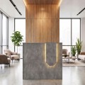 Navita Megapap melamine welcome desk - reception with LED in concrete grey color 113.6x42x111.8cm.