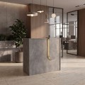 Navita Megapap melamine welcome desk - reception with LED in concrete grey color 113.6x42x111.8cm.