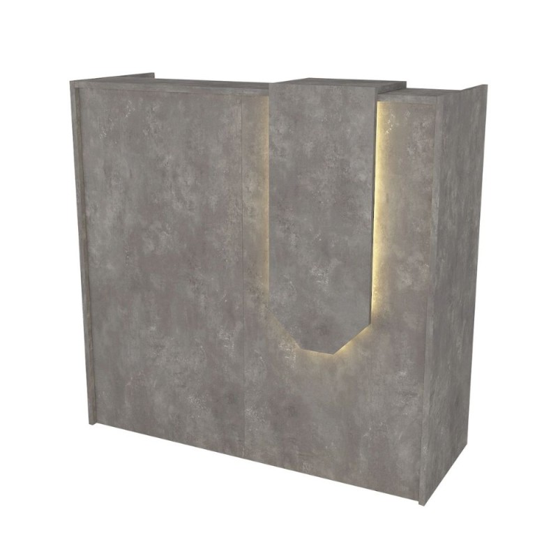 Navita Megapap melamine welcome desk - reception with LED in concrete grey color 113.6x42x111.8cm.