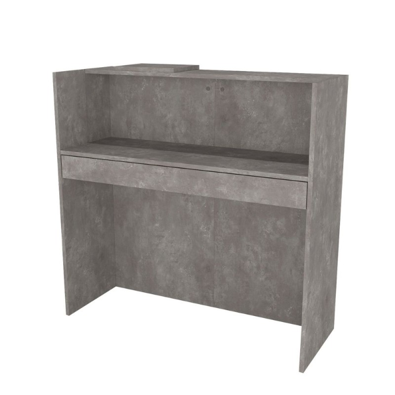 Navita Megapap melamine welcome desk - reception with LED in concrete grey color 113.6x42x111.8cm.