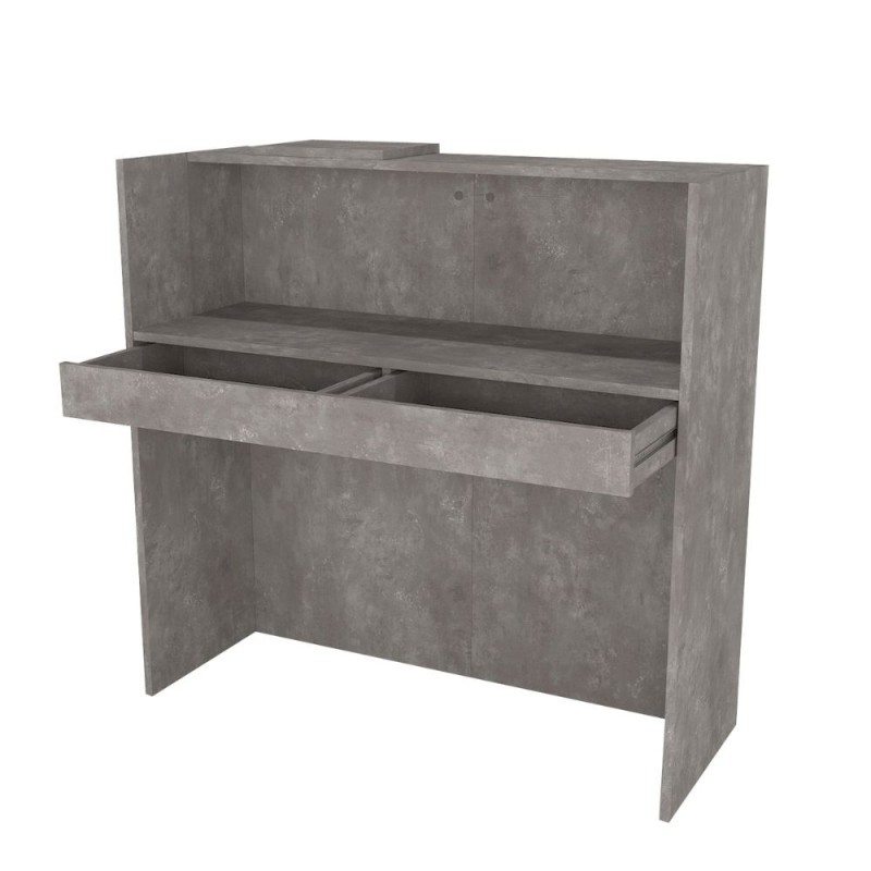 Navita Megapap melamine welcome desk - reception with LED in concrete grey color 113.6x42x111.8cm.