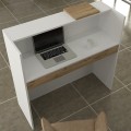 Γραφείο υποδοχής - reception Navita Megapap με LED χρώμα λευκό - sepet oak 113,6x42x111,8εκ.