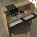 Γραφείο υποδοχής - reception Navita Megapap με LED χρώμα sepet oak - ανθρακί 113,6x42x111,8εκ.