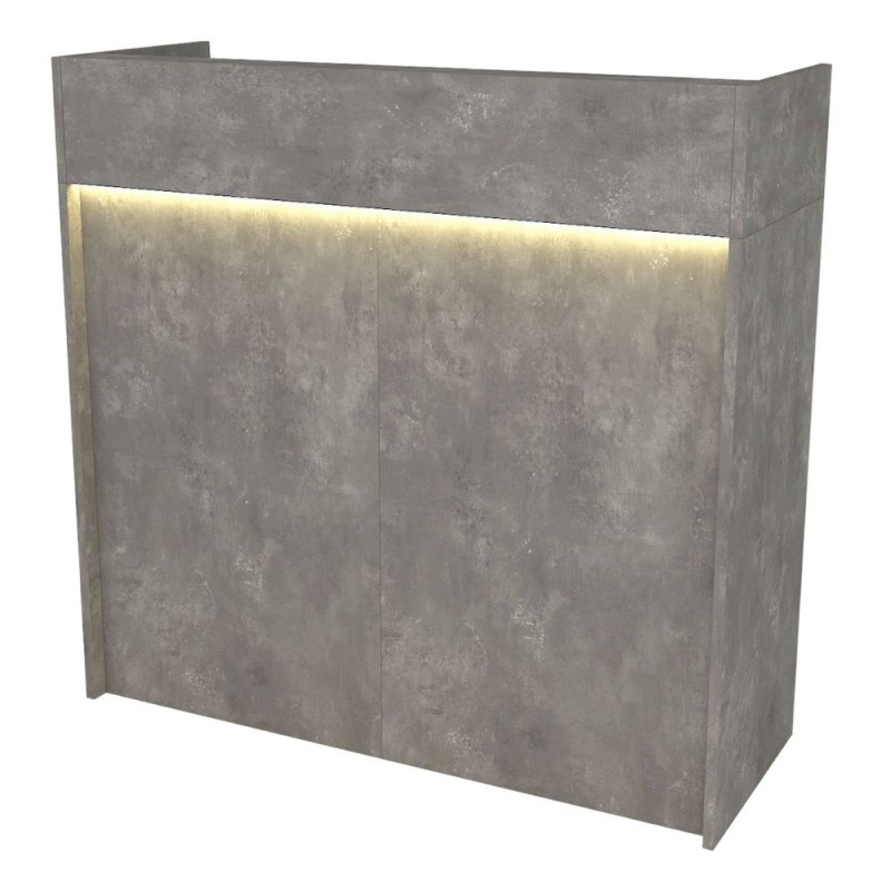 Wilko Megapap melamine welcome desk - reception with LED in concrete grey color 113.6x42x110cm.