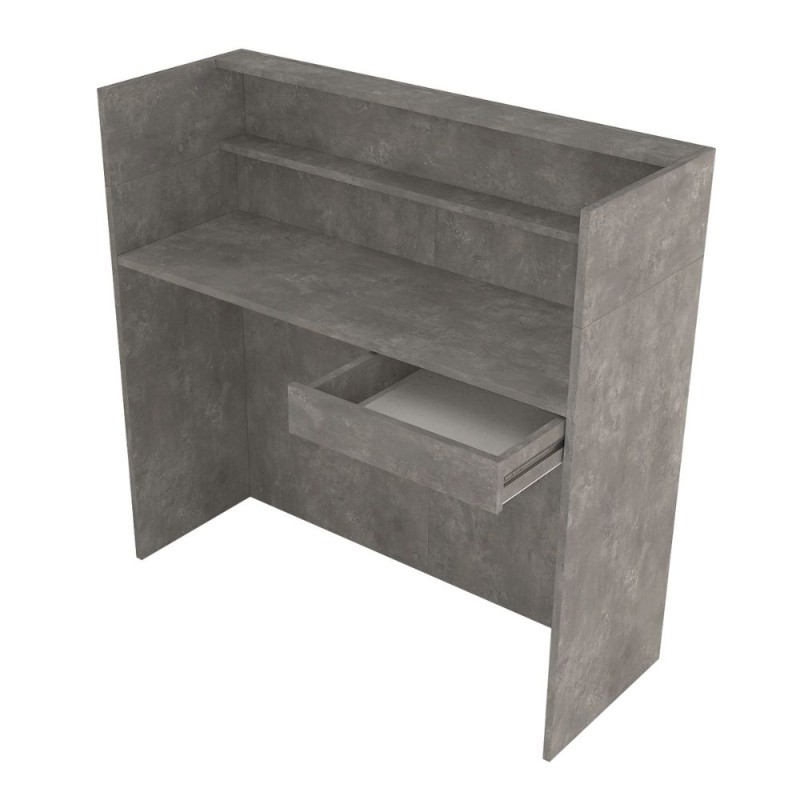 Wilko Megapap melamine welcome desk - reception with LED in concrete grey color 113.6x42x110cm.