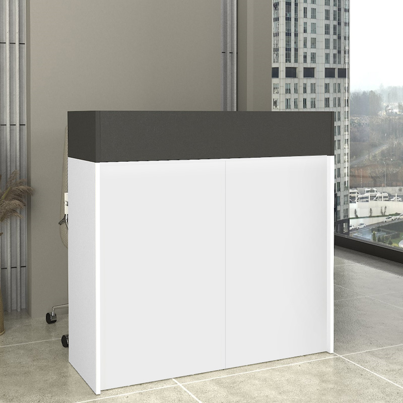 Wilko Megapap melamine welcome desk - reception with LED in white - anthracite color 113.6x42x110cm.