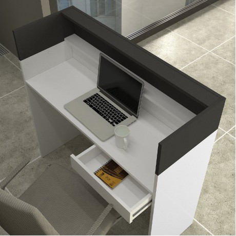 Wilko Megapap melamine welcome desk - reception with LED in white - anthracite color 113.6x42x110cm.