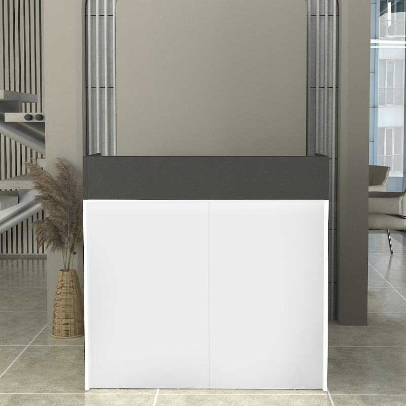 Wilko Megapap melamine welcome desk - reception with LED in white - anthracite color 113.6x42x110cm.