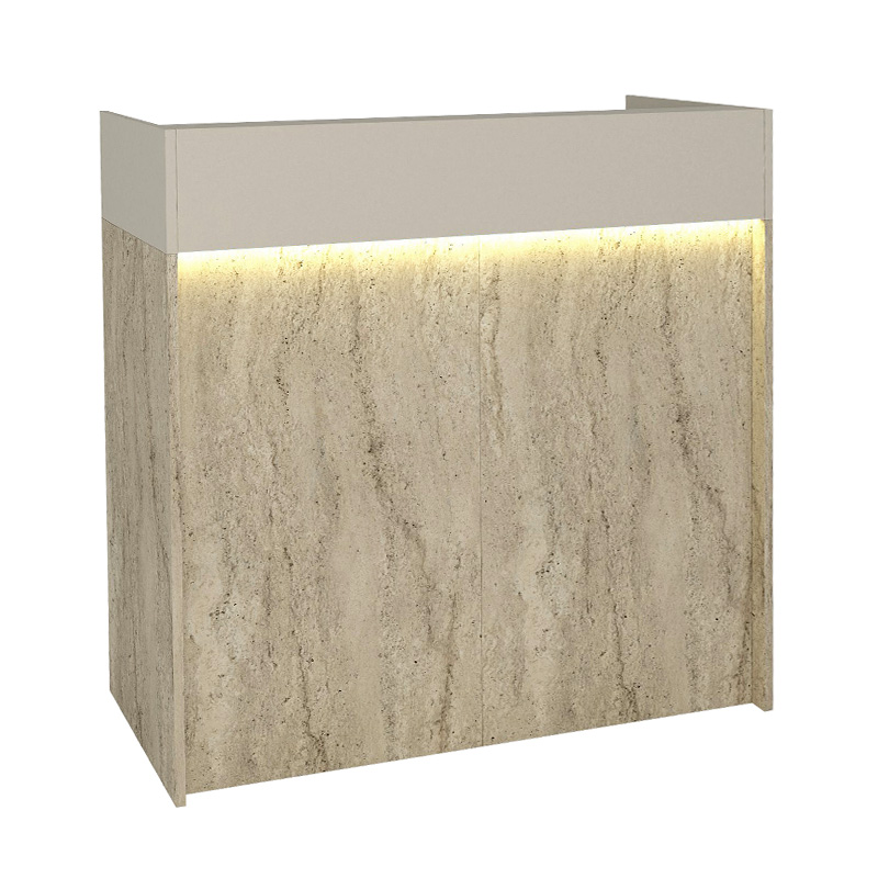 Γραφείο υποδοχής - reception Wilko Megapap με LED χρώμα travertine - sandstone 113,6x42x110εκ.
