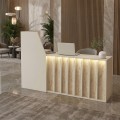 Zegma Megapap melamine welcome desk - reception with LED in travertine - sandstone color 181.2x73.2x120cm.