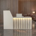 Zegma Megapap melamine welcome desk - reception with LED in travertine - sandstone color 181.2x73.2x120cm.