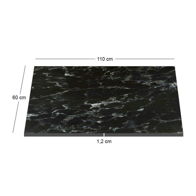 HPL Table Top 60x110cm/12mm Black Marble (UV)