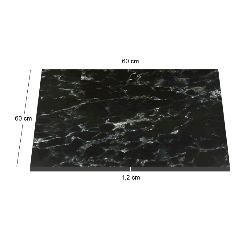 HPL Table Top 60x60cm/12mm Black Marble (UV)