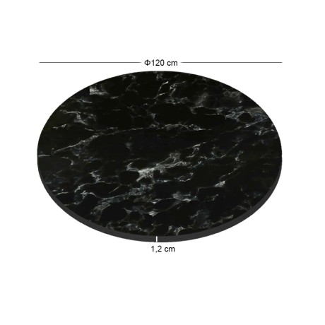 HPL Table Top D.120cm/12mm Black Marble (UV)