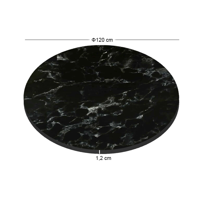 HPL Table Top D.120cm/12mm Black Marble (UV)