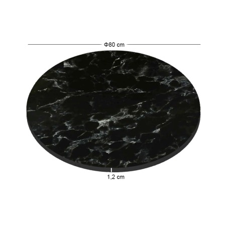 HPL Table Top D.80cm/12mm Black Marble (UV)
