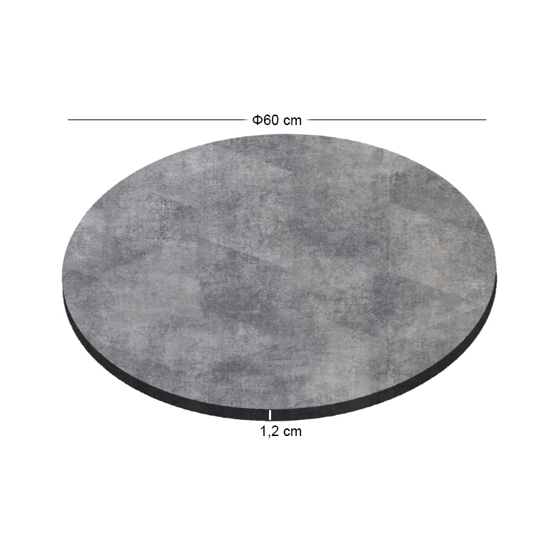 HPL Table Top D.60cm/12mm Cement (UV)