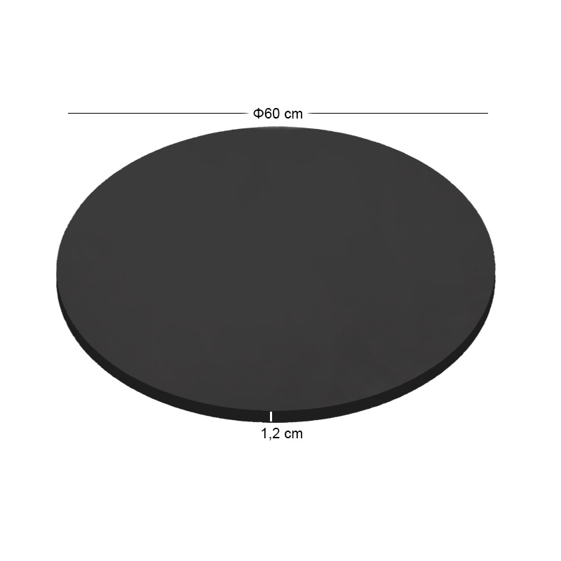HPL Table Top D.60cm/12mm Black (UV)