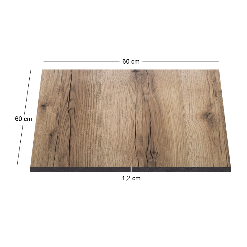 HPL Table Top 60x60cm/12mm Natural Wood (UV)