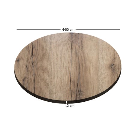 Επιφάνεια τραπεζιού HPL - UV προστασία χρώμα natural wood Φ60εκ. πάχους 12mm.