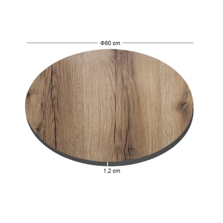 HPL Table Top D.80cm/12mm Natural Wood (UV)