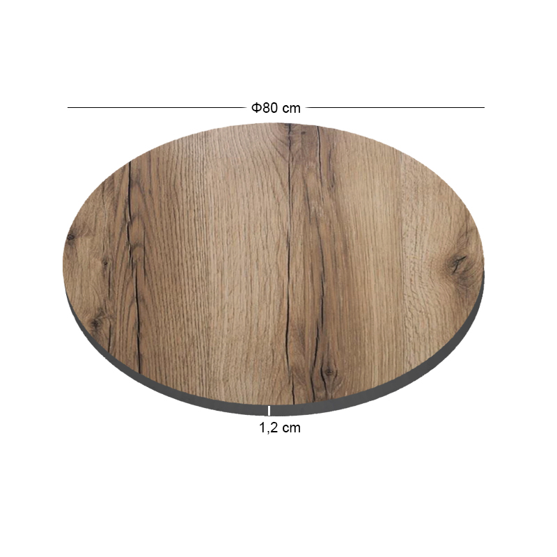 HPL (High Pressure Laminated) Επιφάνεια Τραπεζιού Απόχρωση Natural Wood, UV Φ80cm/12mm