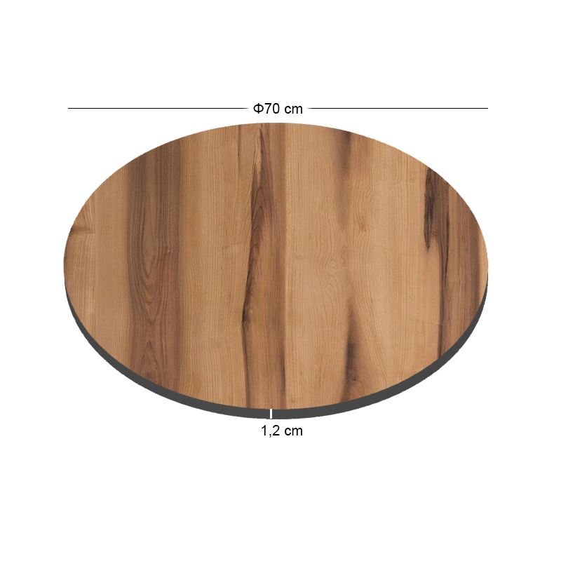 HPL (High Pressure Laminated) Επιφάνεια Τραπεζιού Απόχρωση Rosewood, UV Φ70cm/12mm