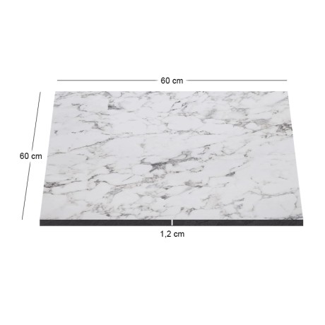 HPL Table Top 60x60cm/12mm White Marble (UV)
