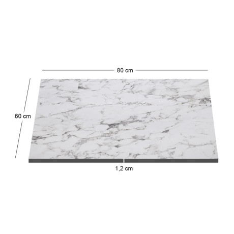 HPL Table Top 60x80cm/12mm White Marble (UV)