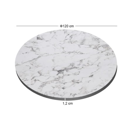 HPL Table Top D.120cm/12mm White Marble (UV)