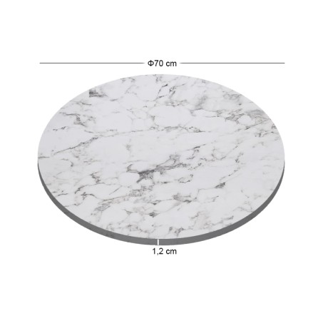HPL Table Top D.70cm/12mm White Marble (UV)