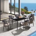 JARDIN Set Alu (Table 180x90cm+6 Armchairs) Anthracite/Cushions Beige-Dark grey