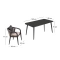 JARDIN Set Alu (Table 180x90cm+6 Armchairs) Anthracite/Cushions Beige-Dark grey