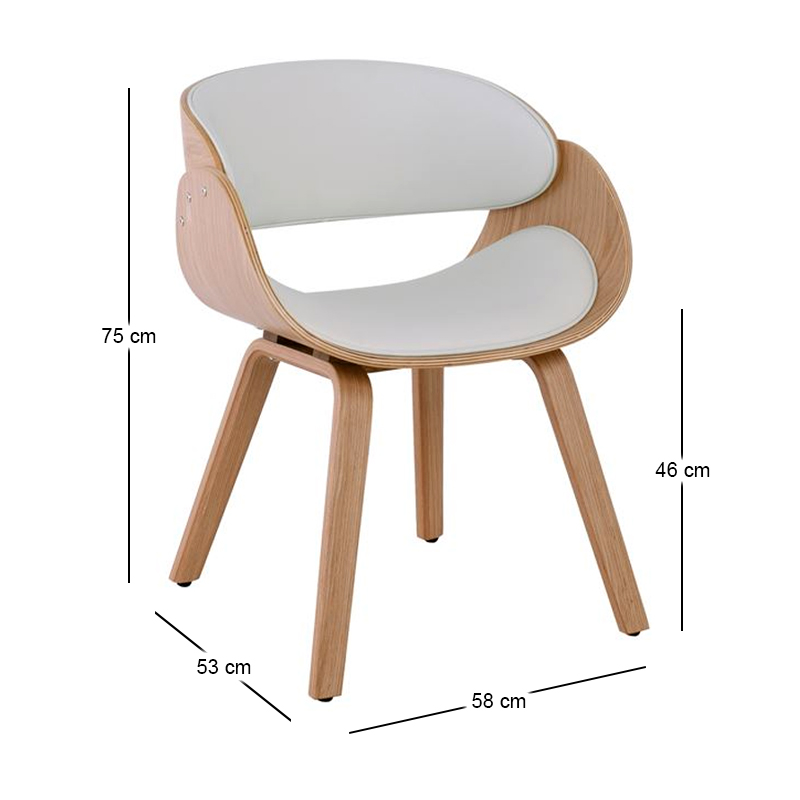 JOY Armchair-Pro Natural/Pu White
