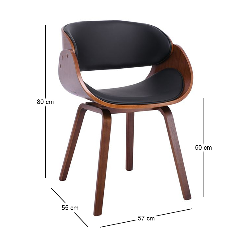 JOY-W Armchair Walnut/Pu Black