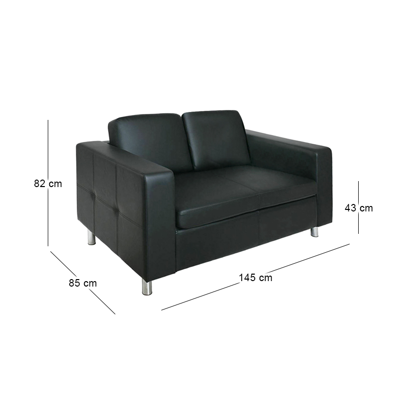 ALAMO 2-Seater Sofa Black Pu