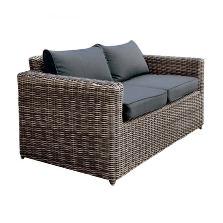 ARIZONA 2-Seater Grey/Brown Wicker (Cushions Anthracite)