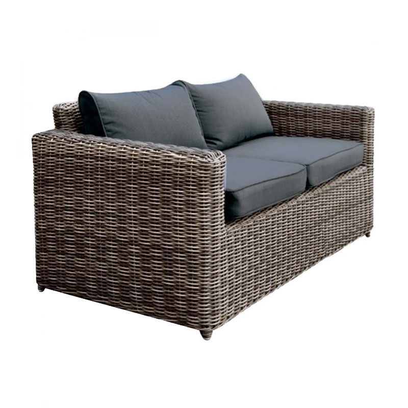 ARIZONA 2-Seater Grey/Brown Wicker (Cushions Anthracite)