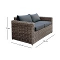 ARIZONA 2-Seater Grey/Brown Wicker (Cushions Anthracite)